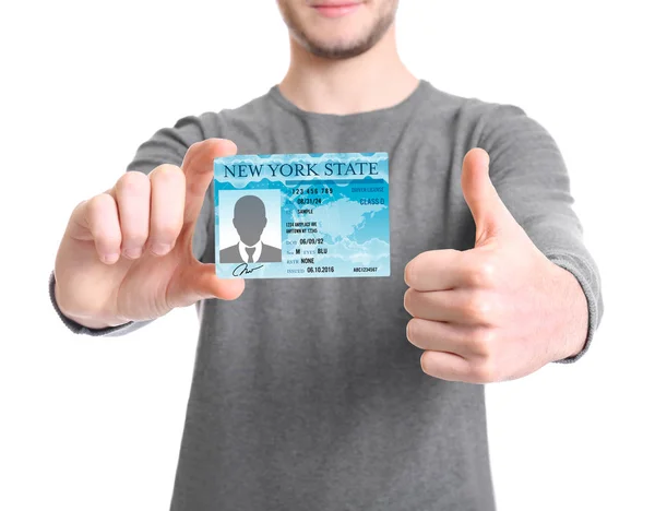 Homem com carta de condução — Fotografia de Stock