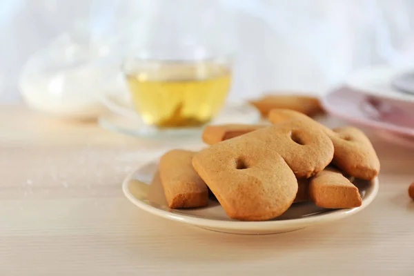 Το cookie αλφάβητο και τσάι — Φωτογραφία Αρχείου