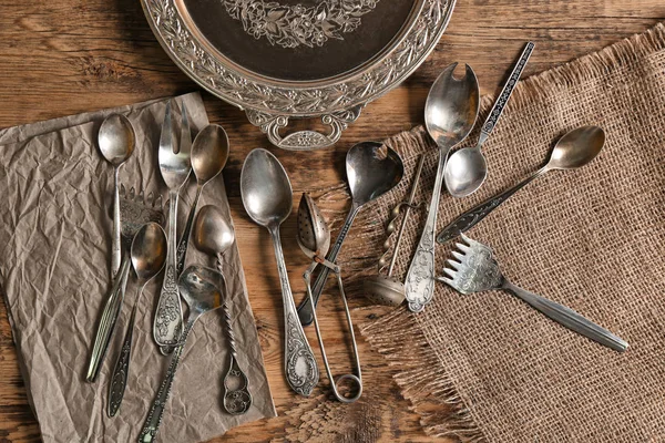 Set of silverware on background — Stock Photo, Image