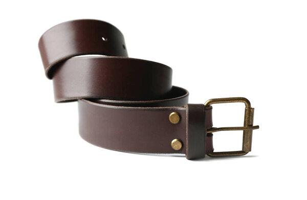 Closeup of luxury leather belts 