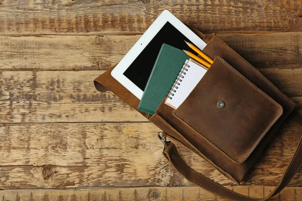 Leather bag on background — Stock Photo, Image