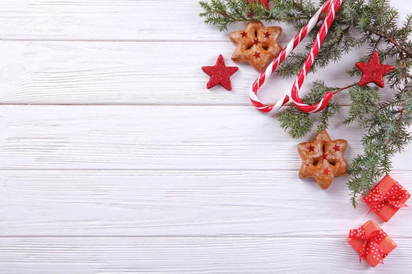 Decoraciones navideñas y dulces — Foto de Stock