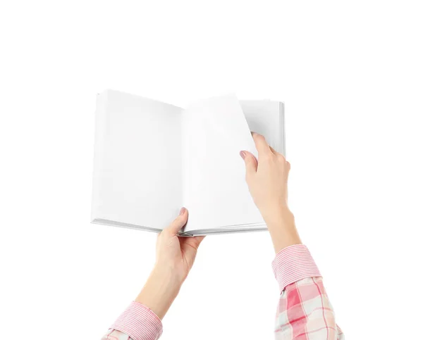 Mujer sosteniendo libro — Foto de Stock