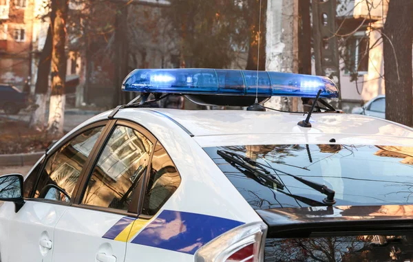 Auto della polizia con luci — Foto Stock