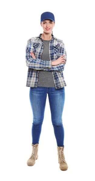 Aantrekkelijke jonge vrouw in casual kleding — Stockfoto