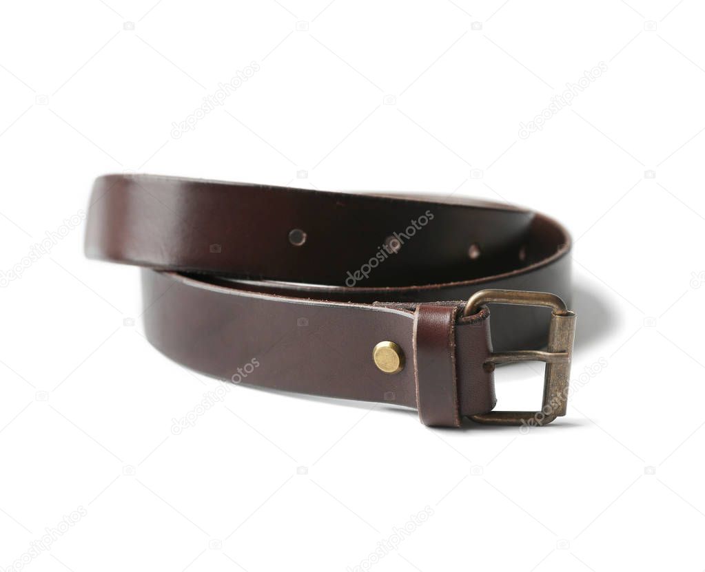 Closeup of luxury leather belts 