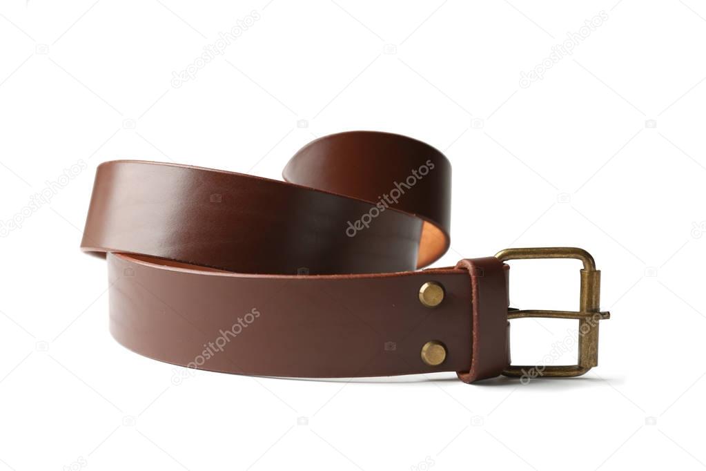 Closeup of luxury leather belts 