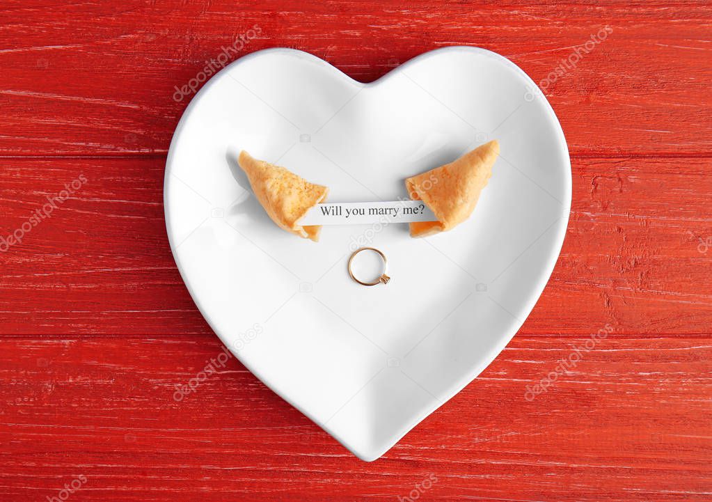 Fortune cookie with golden ring