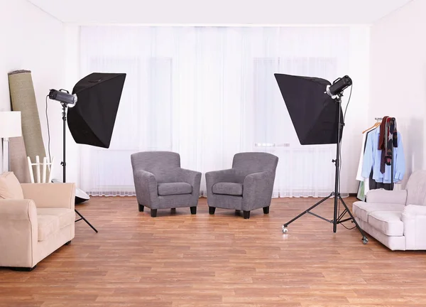 Fotografické studio s bleskem — Stock fotografie