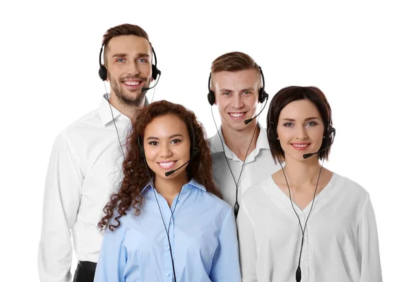 Equipe de despachantes de suporte técnico em fundo branco — Fotografia de Stock