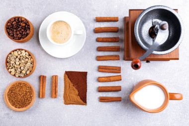 Malzemelerle taze kahve