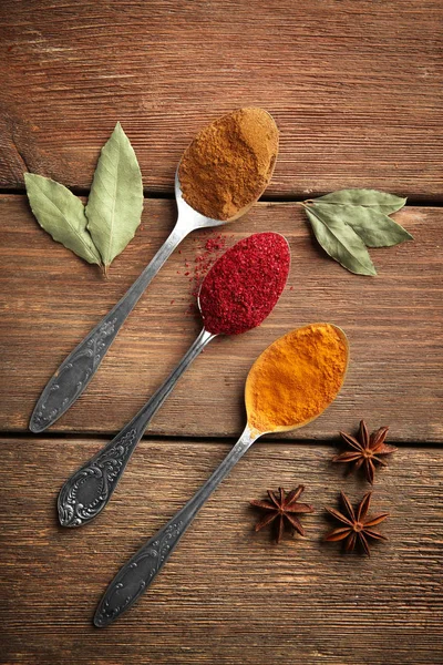 Assorted Spices in spoons — Stock Photo, Image