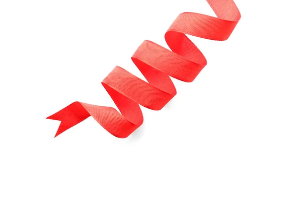 Red ribbon on white — Stock Photo, Image