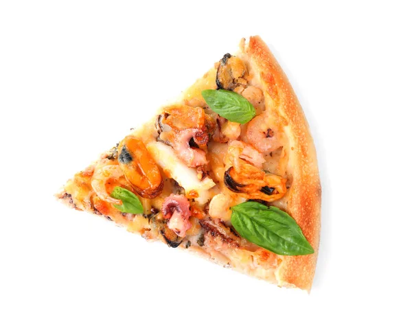 Pyszny kawałek ryby i owoce morza, pizza — Zdjęcie stockowe