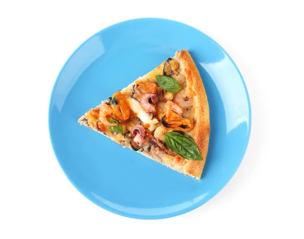 Delicious slice of seafood pizza — Stock Photo, Image