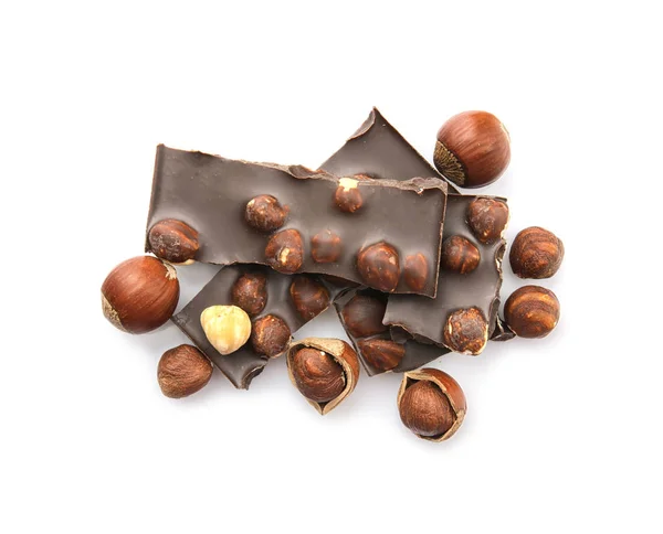 Pedaços de chocolate quebrados — Fotografia de Stock