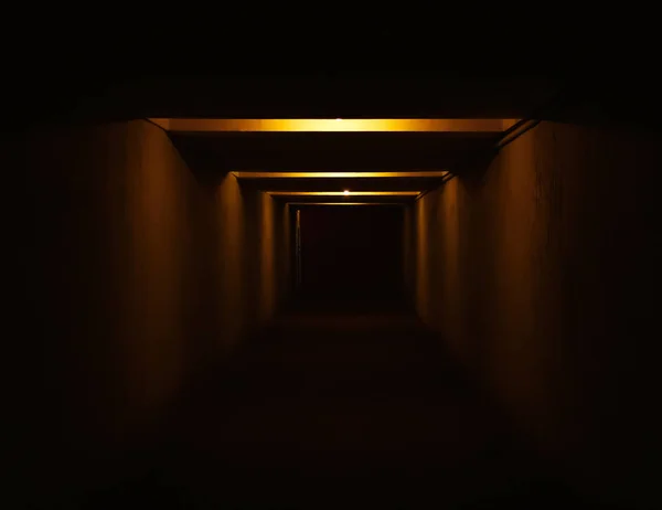 Dark Empty Long Tunnel — Stock Photo, Image