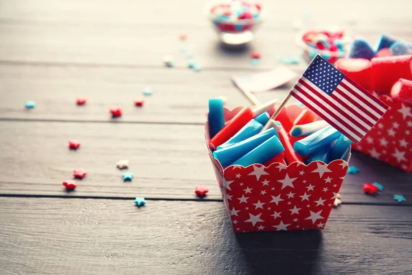 Heerlijke snoepjes met Usa vlag — Stockfoto