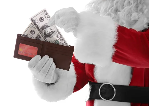 Santa Claus hands holding wallet — Stock Photo, Image