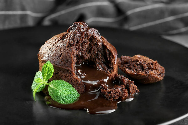 Chocolate fondant with mint