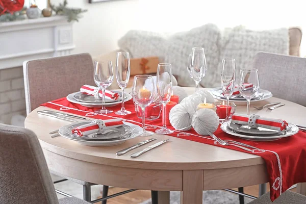 Table served for Christmas dinner — Stock Photo, Image