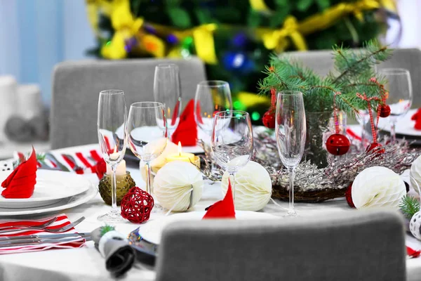 Table served for Christmas dinner — Stock Photo, Image