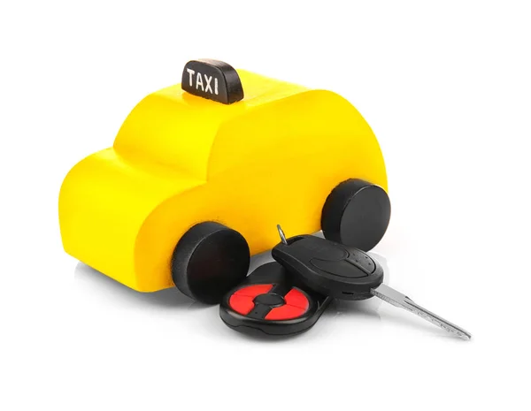 Hračka taxi s klíče od auta — Stock fotografie