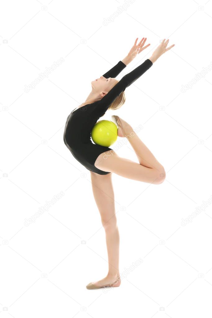 Young girl doing gymnastic exercise