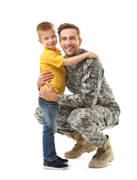 Military father with son — Stock Photo, Image