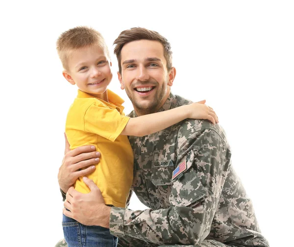 Military father with son — Stock Photo, Image