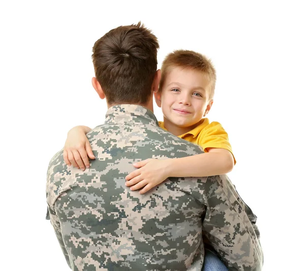 Military father with son — Stock Photo, Image