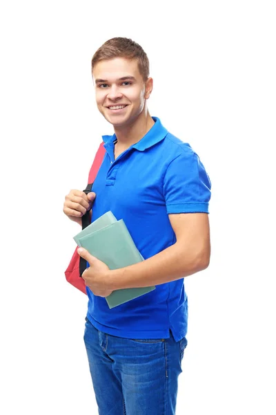 Schooljongen Witte Achtergrond — Stockfoto