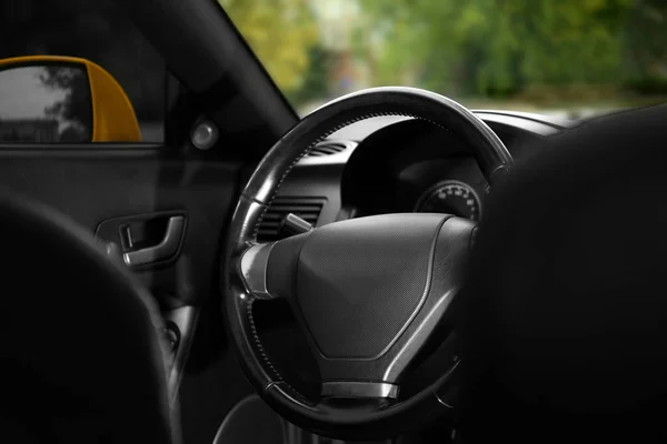 Steering wheel in car — Stock Photo, Image