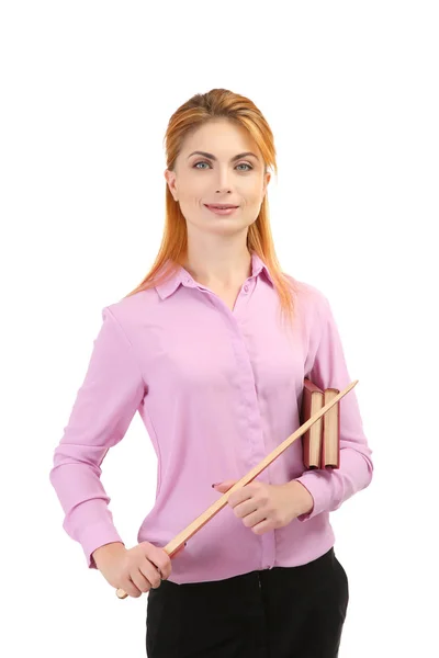 Young teacher with pointer — Stock Photo, Image