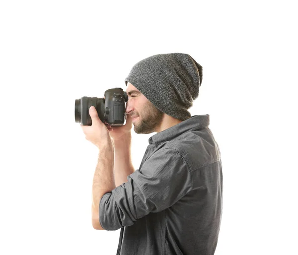 Przystojny młody fotograf — Zdjęcie stockowe