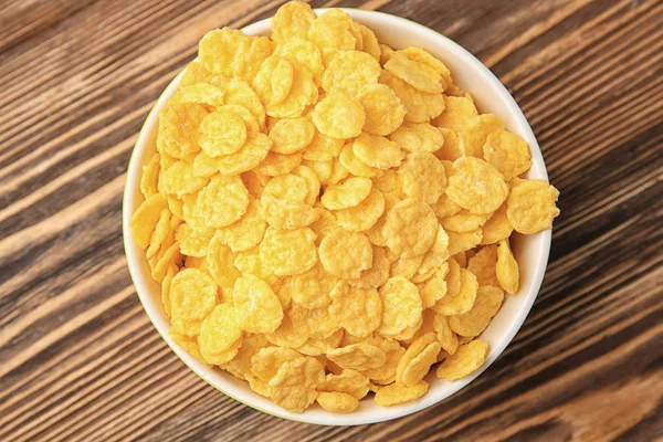 White bowl with cornflakes — Stock Photo, Image