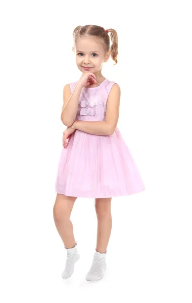 Roztomilá holčička v krásných šatech — Stock fotografie