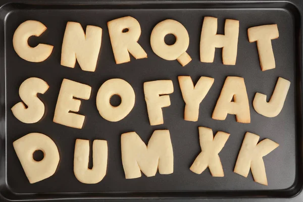 Cookie alphabet on tray