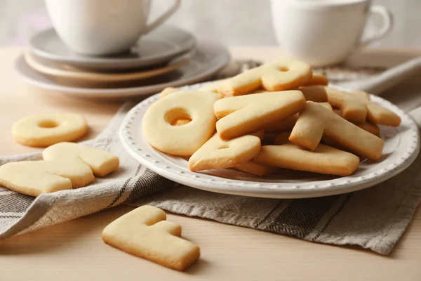 Plate with cookie alphabet — Stock Photo, Image