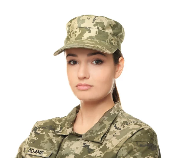 Όμορφη γυναίκα στρατιώτη — Φωτογραφία Αρχείου