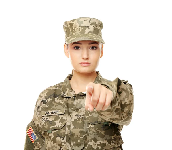 Ganska kvinnlig soldat — Stockfoto