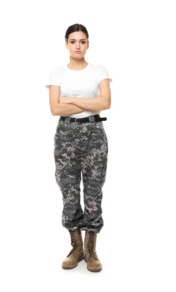 Bardzo kobiece żołnierz — Zdjęcie stockowe