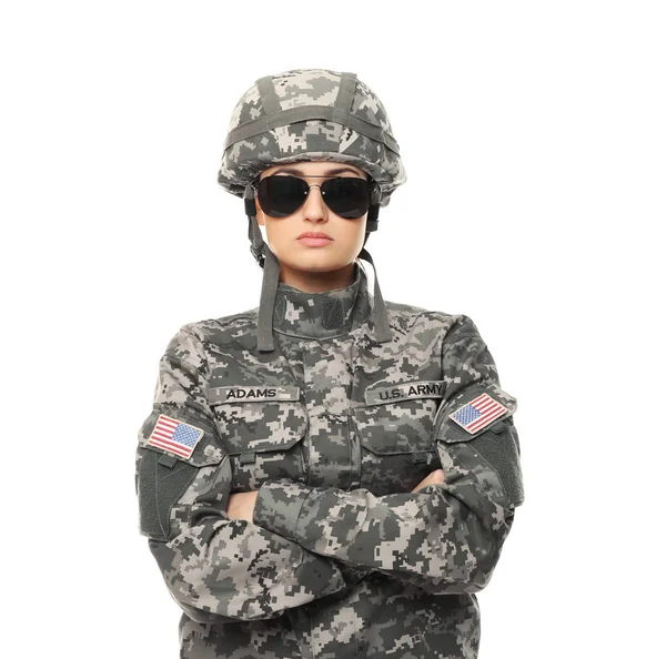 Pretty female soldier Stock Image