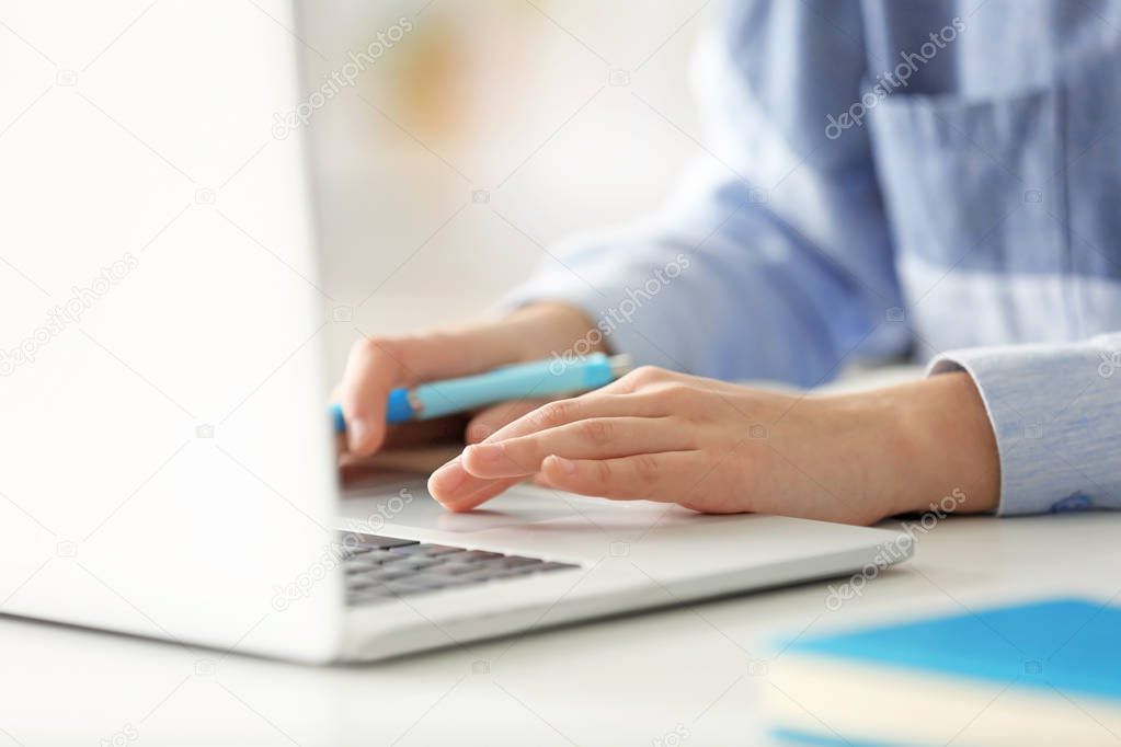 woman working with laptop 
