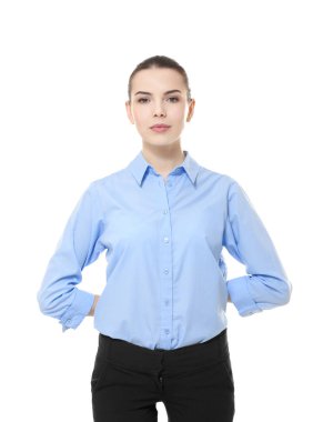 Beyaz arka plan üzerinde güzel güvenlik görevlisi