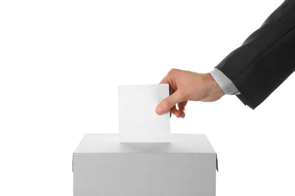 Męskiej ręki oddanie głosu głosowanie — Zdjęcie stockowe