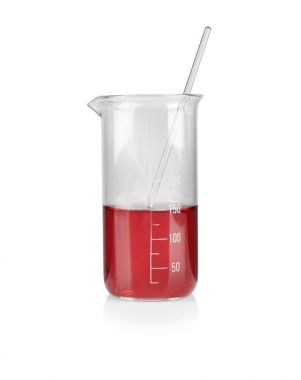 Renk su ve cam pipet ile kabı 