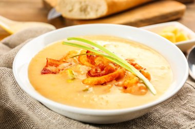 Delicious beer cheese soup clipart