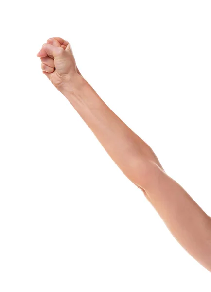 Raised male hand with clenched fist — Stock Photo, Image