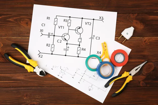 Elektrikář nástroje a programy — Stock fotografie